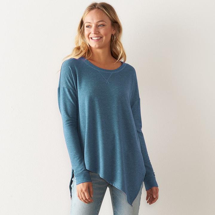 Women's Sonoma Goods For Life&trade; Asymmetrical Soft Tunic, Size: Xxl, Blue