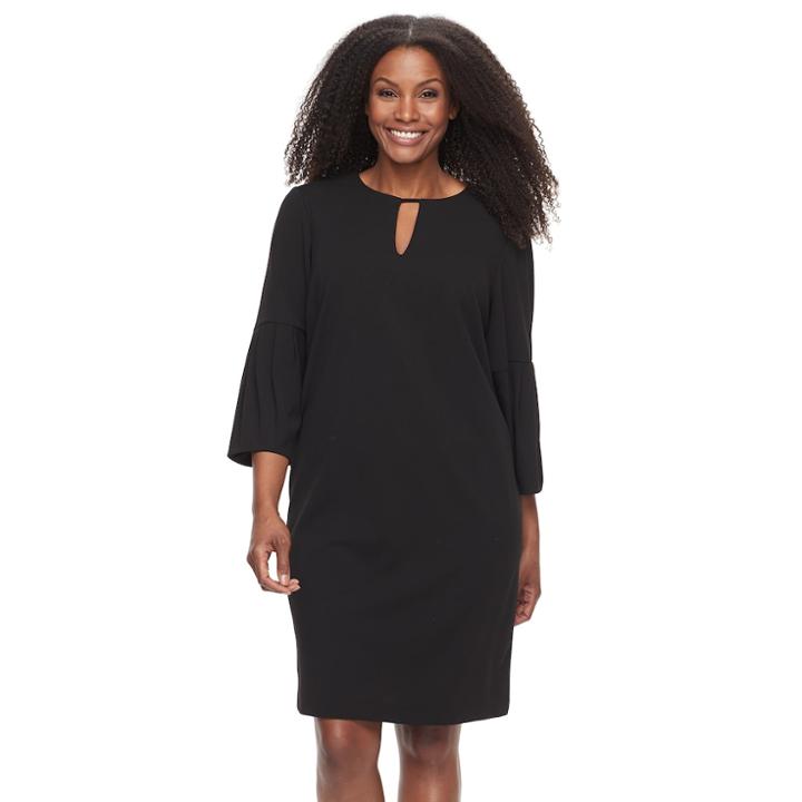 Plus Size Suite 7 Crepe Keyhole Scuba Shift Dress, Women's, Size: 20 W, Black