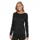 Women's Apt. 9&reg; Metallic Crewneck Sweater, Size: Medium, Black