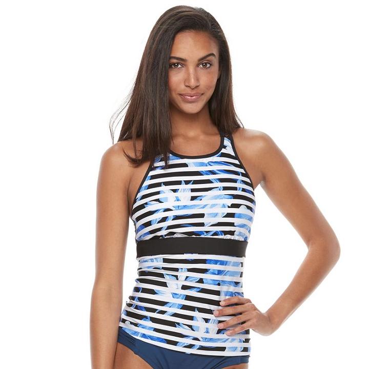 Women's N Good Karma Space-dye High-neck Tankini Top, Size: Large, Lt Purple