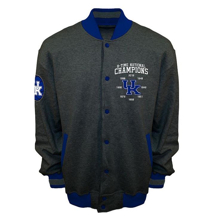 Men's Franchise Club Kentucky Wildcats Classic Commemorative Varsity Jacket, Size: Medium, Grey