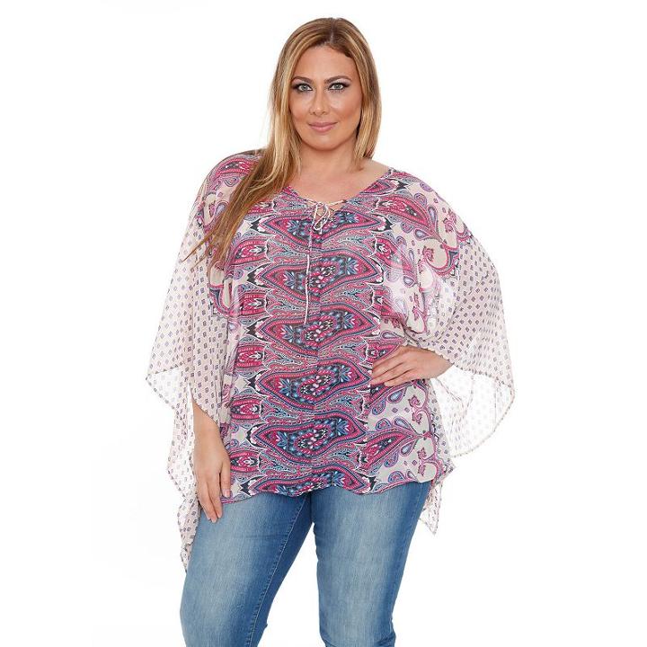 Plus Size White Mark Poncho Tunic, Women's, Size: 2xl, Pink