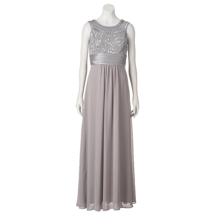 Women's Jessica Howard Jacquard Evening Gown, Size: 16, Silver