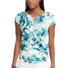 Women's Chaps Print Lace-up Top, Size: Xl, White