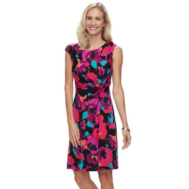 Women's Dana Buchman Twist Knot Fit & Flare Dress, Size: Xxl, Dark Pink
