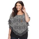 Plus Size Apt. 9&reg; Twin Print Shawl Top, Women's, Size: 0x, Floral Dot