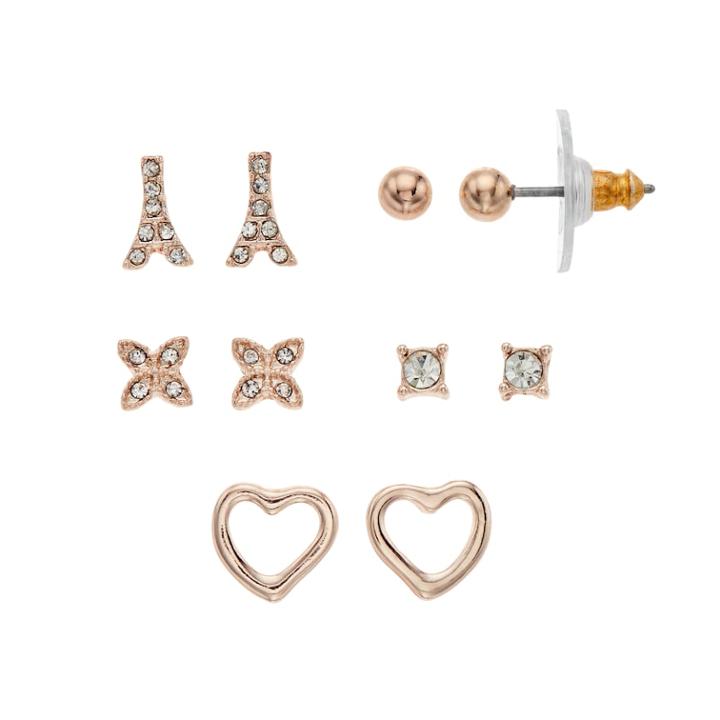 Lc Lauren Conrad Eiffel Tower Nickel Free Stud Earring Set, Women's, Light Pink