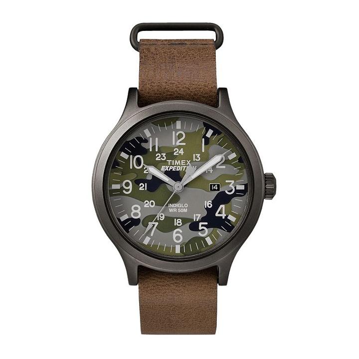 Timex Men's Expedition Scout 43 Camo Leather Watch, Size: Large, Green