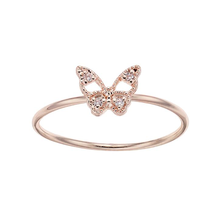 Lc Lauren Conrad Simulated Crystal Butterfly Ring, Women's, Size: 7, Light Pink