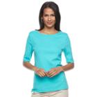 Women's Croft & Barrow&reg; Button-shoulder Tee, Size: Xxl, Blue