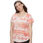 Juniors' Plus Size Mudd&reg; Roadtrip Scoopneck Tee, Teens, Size: 2xl, Med Pink