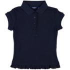 Girls 4-6x Chaps Eyelet School Uniform Polo, Girl's, Size: Medium, Blue (navy)