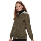 Juniors' Sebby Hooded Long Bomber Jacket, Teens, Size: Large, Dark Green