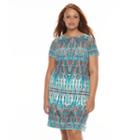 Plus Size Suite 7 Ikat Shift Dress, Women's, Size: 16 W, Blue Other