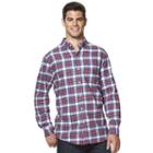 Men's Chaps Flannel Classic-fit Open Check Button-down Shirt, Size: Medium, Orange