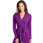Women's Maidenform Pajamas: French Terry Wrap Cardigan, Size: Large, Drk Purple