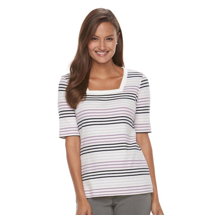 Women's Croft & Barrow&reg; Squareneck Tee, Size: Small, Med Purple