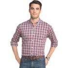 Men's Izod Advantage Regular-fit Sport Flex Plaid Stretch Button-down Shirt, Size: Medium, Brt Red