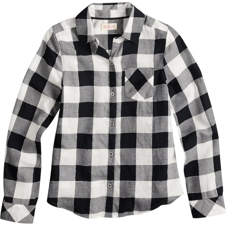 Girls 7-16 & Plus Size So&reg; Plaid Button-down Shirt, Size: 14, Black
