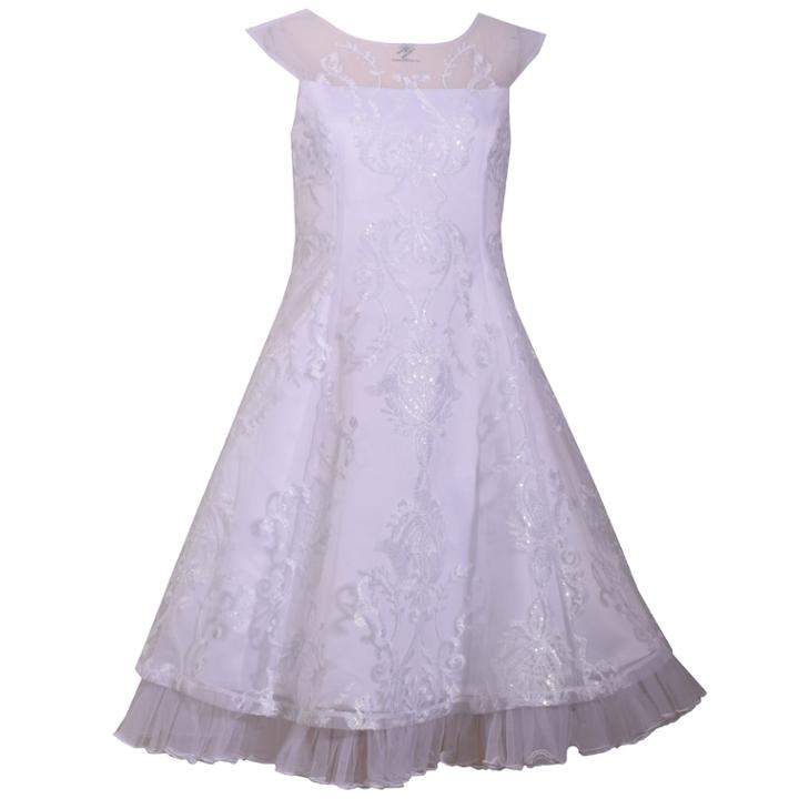 Girls 7-16 Bonnie Jean Sequin Embroidered Panel Dress, Size: 7, White