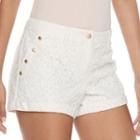 Juniors' Candie's&reg; Button Accent Lace Shortie Shorts, Girl's, Size: 9, White Oth