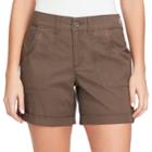 Women's Gloria Vanderbilt Misha Twill Button-tab Shorts, Size: 8, Med Brown
