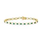 14k Gold Over Silver Lab-created White Sapphire & Emerald Tennis Bracelet, Women's, Size: 7.25, Green