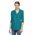 Juniors' So&reg; Perfectly Soft Button-front Shirt, Girl's, Size: Xs, Dark Blue