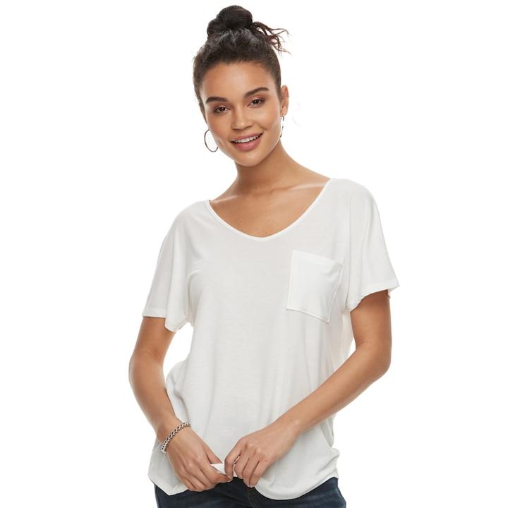 Juniors' So&reg; Cross Back Short Sleeve Tee, Teens, Size: Xs, White