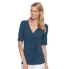 Women's Dana Buchman Printed Surplice Top, Size: Medium, Turquoise/blue (turq/aqua)