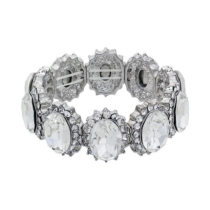 Crystal Allure Oval Link Stretch Bracelet, Women's, White