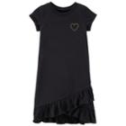 Girls 4-14 Carter's Think Happy Smiley Face Ruffled Dress, Size: 7, Black