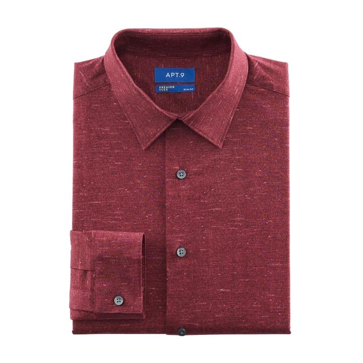 Men's Apt. 9&reg; Slim-fit Premier Flex Collar Stretch Dress Shirt, Size: 15-32/33, Red