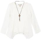 Girls 7-16 Speechless Handkerchief Hem Knit Sweater With Necklace, Size: Medium, Natural