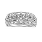 Love Always Sterling Silver 1/8-ct. T.w. Diamond Openwork Heart Ring, Women's, Size: 8, White