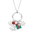 Snowflake, Present And Tree Charm Pendant Necklace, Women's, Multicolor