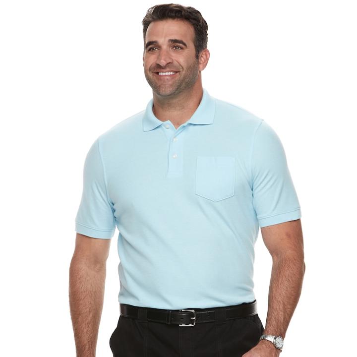 Big & Tall Croft & Barrow&reg; Classic-fit Easy-care Pique Performance Pocket Polo, Men's, Size: Xxl Tall, Blue (navy)