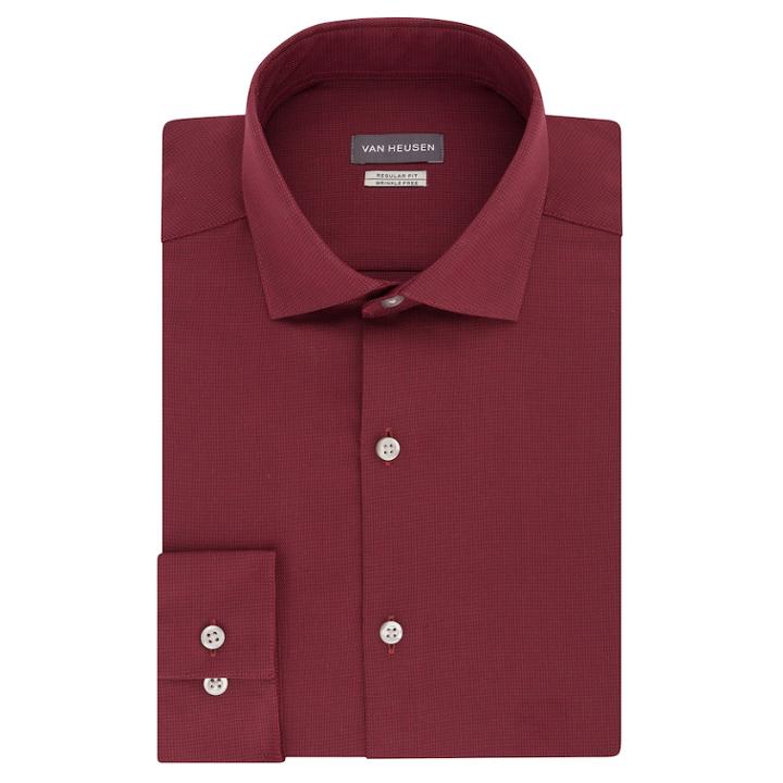 Men's Van Heusen Regular-fit Comfort Soft Wrinkle-free Dress Shirt, Size: 2x-36/37, Dark Red