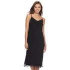 Women's Apt. 9&reg; Ribbed Lace Slip Dress, Size: Medium, Black