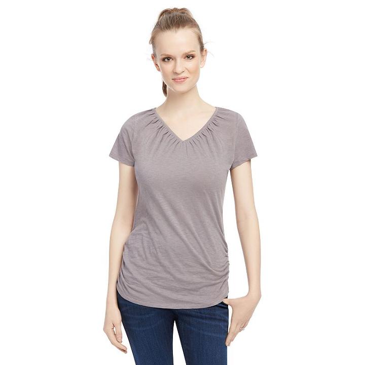Maternity Oh Baby By Motherhood&trade; Pull-down Nursing Tee, Women's, Size: Large, Dark Grey