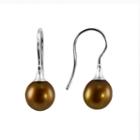 Sterling Silver Chocolate-dyed Freshwater Cultured Pearl Drop Earrings, Women's, Brown