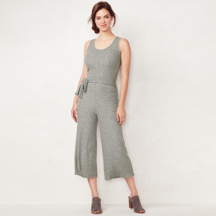 Women's Lc Lauren Conrad Weekend Wide-leg Capri Jumpsuit, Size: Xs, Dark Grey