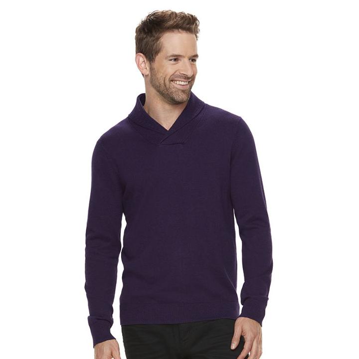 Men's Marc Anthony Slim-fit Soft-touch Shawl-collar Sweater, Size: Large, Drk Purple