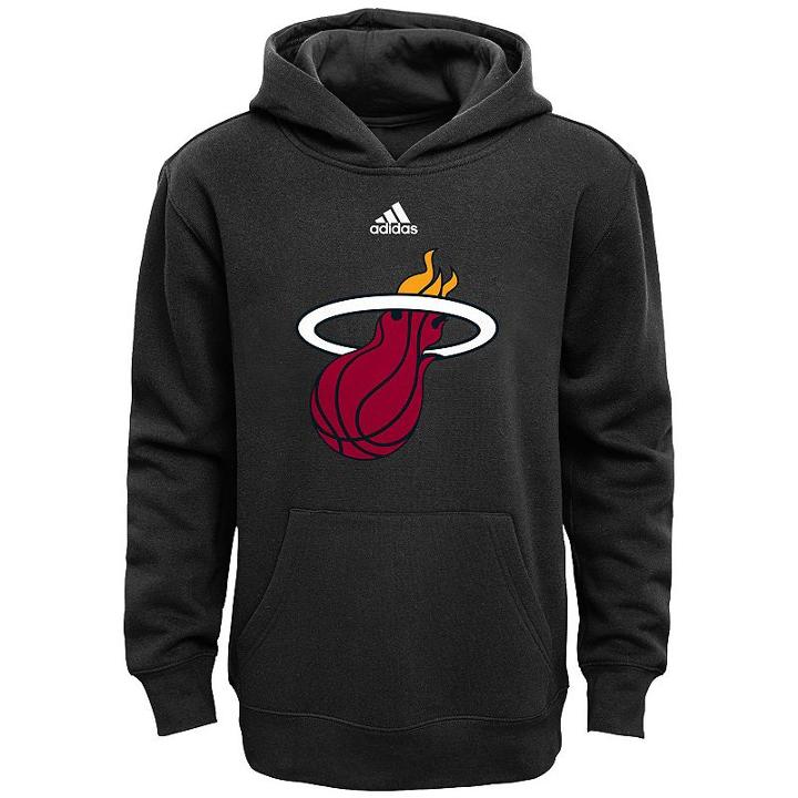 Boys 8-20 Adidas Miami Heat Prime Pullover Fleece Hoodie, Boy's, Size: S(8), Black