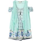 Girls 7-16 Speechless Print Romper, Drape-front Vest & Necklace Set, Girl's, Size: Small, Beige Over