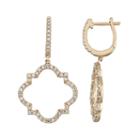 14k Rose Gold 1/2 Carat T.w. Diamond Quatrefoil Drop Earrings, Women's, White