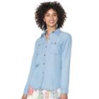 Women's Chaps Button-down Jean Shirt, Size: Small, Blue