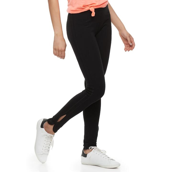 Juniors' So&reg; Side Slit Yoga Leggings, Teens, Size: Large, Black