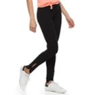 Juniors' So&reg; Side Slit Yoga Leggings, Teens, Size: Large, Black