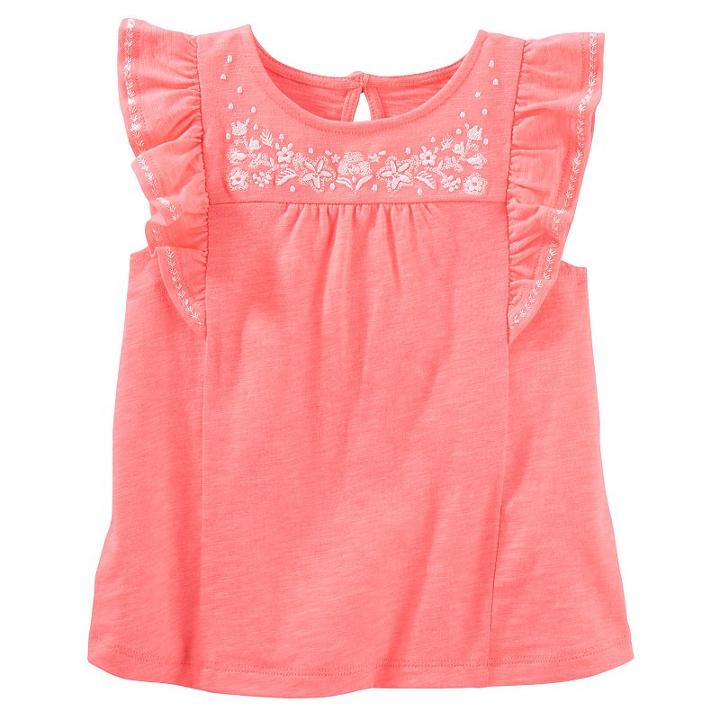 Girls 4-8 Oshkosh B'gosh&reg; Embroidered Flounce Top, Girl's, Size: 6x, Orange